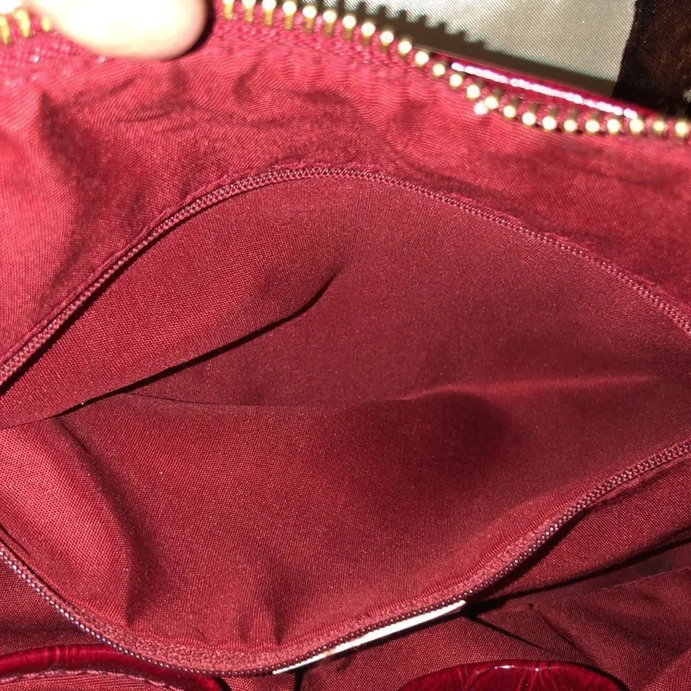 Liz Claiborne Dark Red Candy Apple Faux Leather Hobo Purse